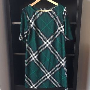 Green, black, white, plaid dress. size 12